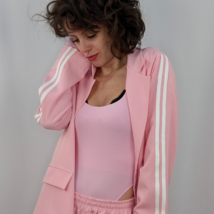 Body manga larga Sleek rosa