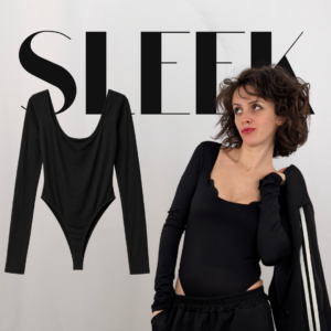 Body manga larga Sleek negro