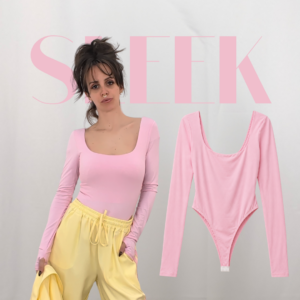 Body manga larga Sleek rosa